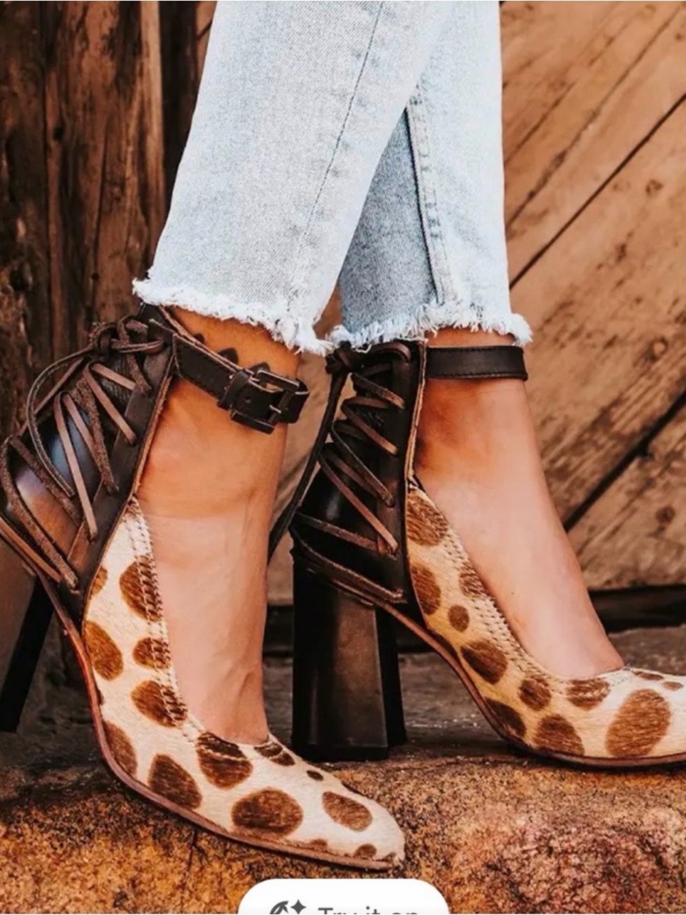 Freebird Jillian Leopard Print Ankle-Strap Block Heel Pumps - Brown